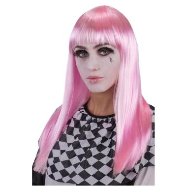 Parrucca Rosa Liscia Con Frangia |Carnival Toys
