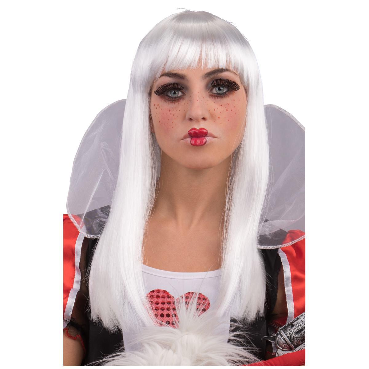 Parrucca Bianca Liscia Con Frangia |Carnival Toys