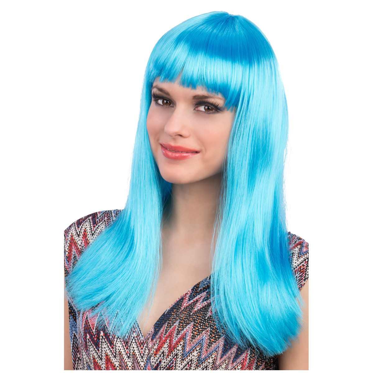 Parrucca Carnevale Azzurra Liscia Con Frangia |Carnival Toys