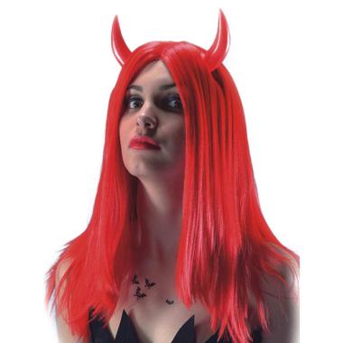 Parrucca Diavolo Rossa Liscia Con Corna |Carnival Toys