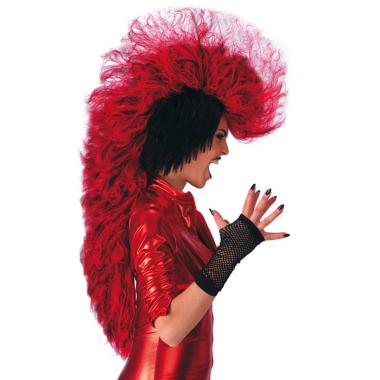Parrucca Punk Rock Rossa E Nera Con Cresta |Carnival Toys