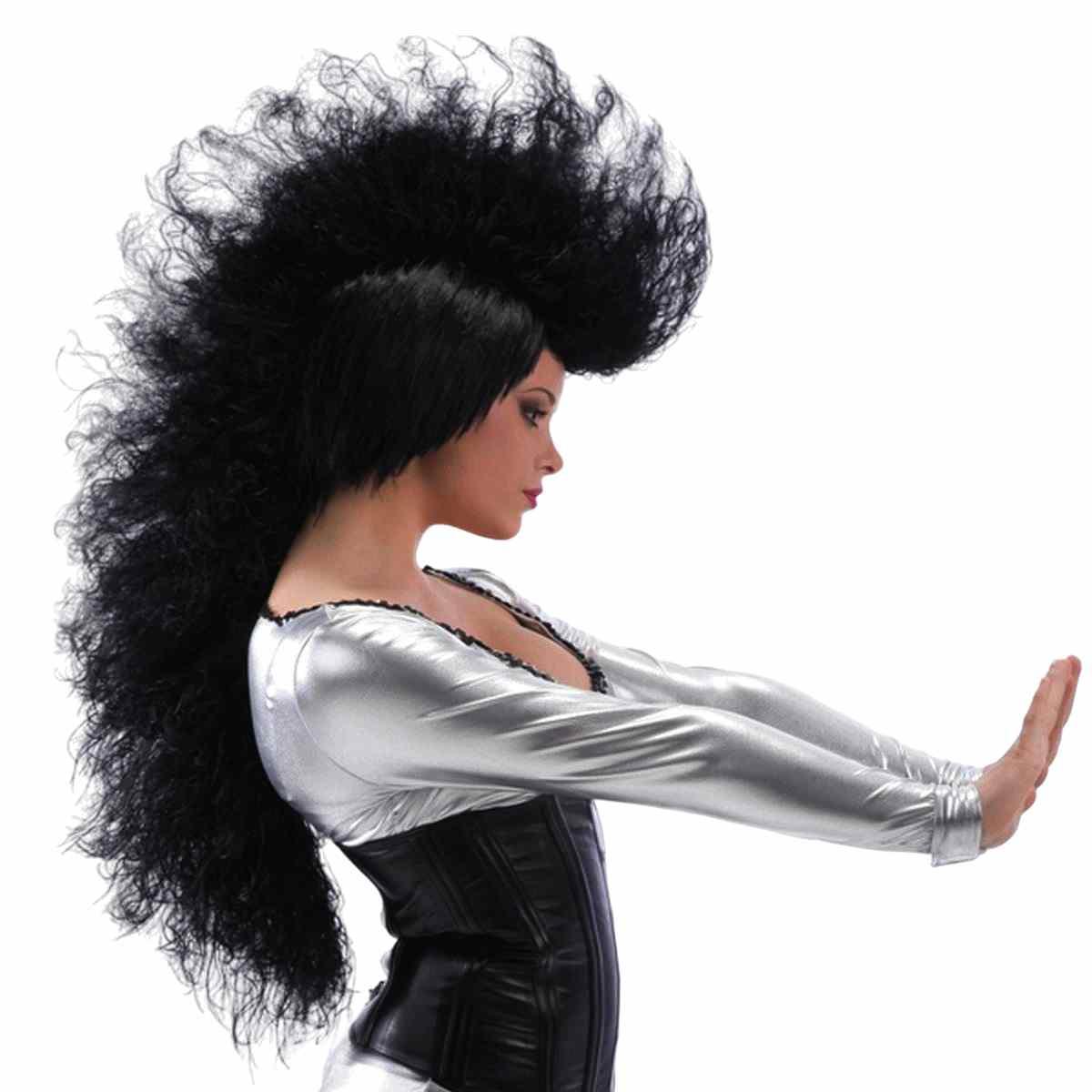 Parrucca Punk Rock Nera Con Cresta |Carnival Toys