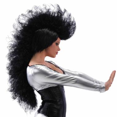Parrucca Punk Rock Nera Con Cresta |Carnival Toys