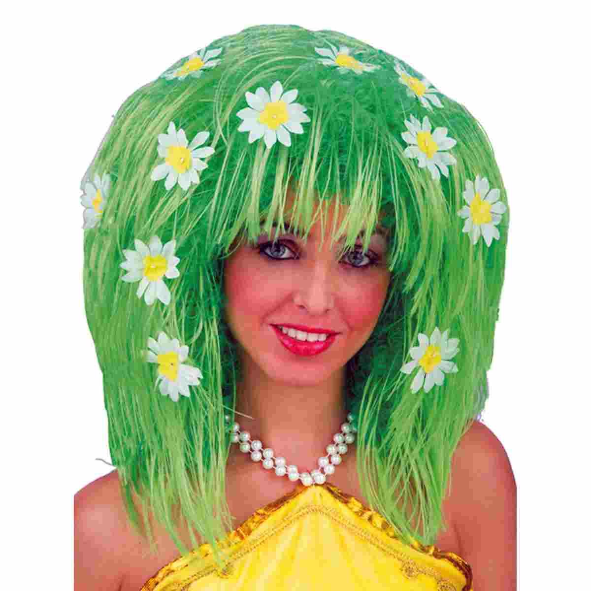 Parrucca Verde Primavera Con Margherite |Carnival Toys