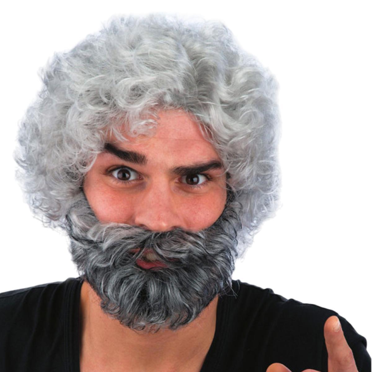 Parrucca Riccia Bianca Con Barba |Carnival Toys