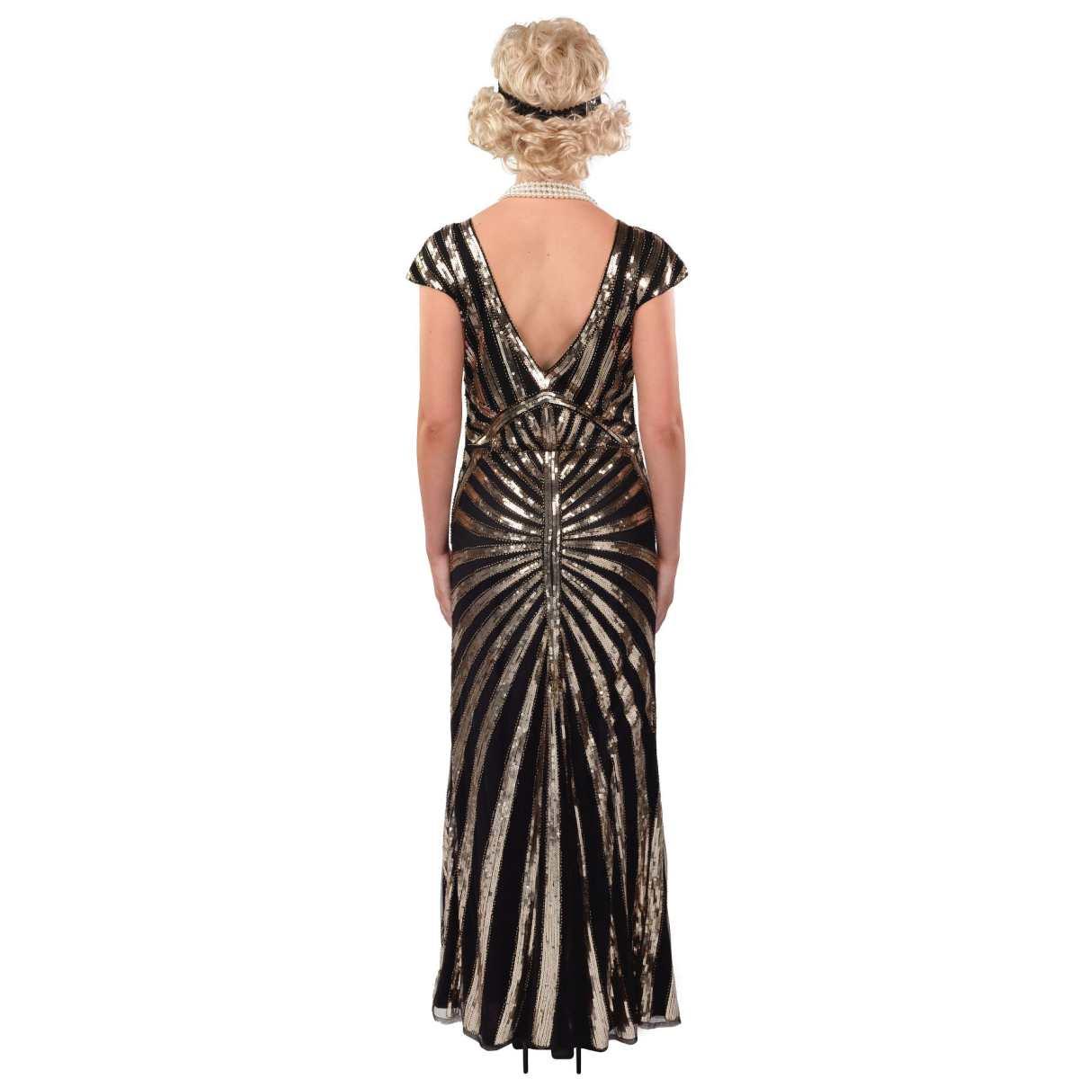 Costume Charleston Anni '20 Paillettes Lungo Nero e Oro |Orlob