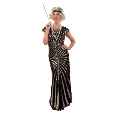Costume Charleston Anni '20 Paillettes Lungo Nero e Oro |Orlob