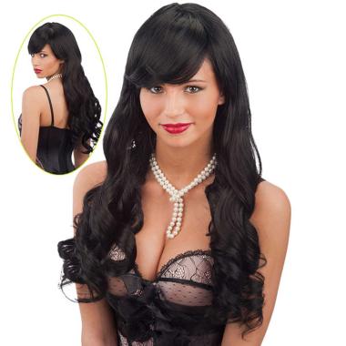 Parrucca Nera Mossa Con Frangia |Carnival Toys