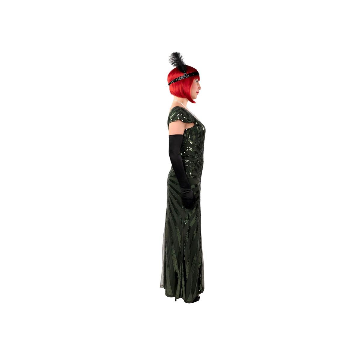 Costume Charleston Anni '20 Paillettes Lungo Verde |Orlob