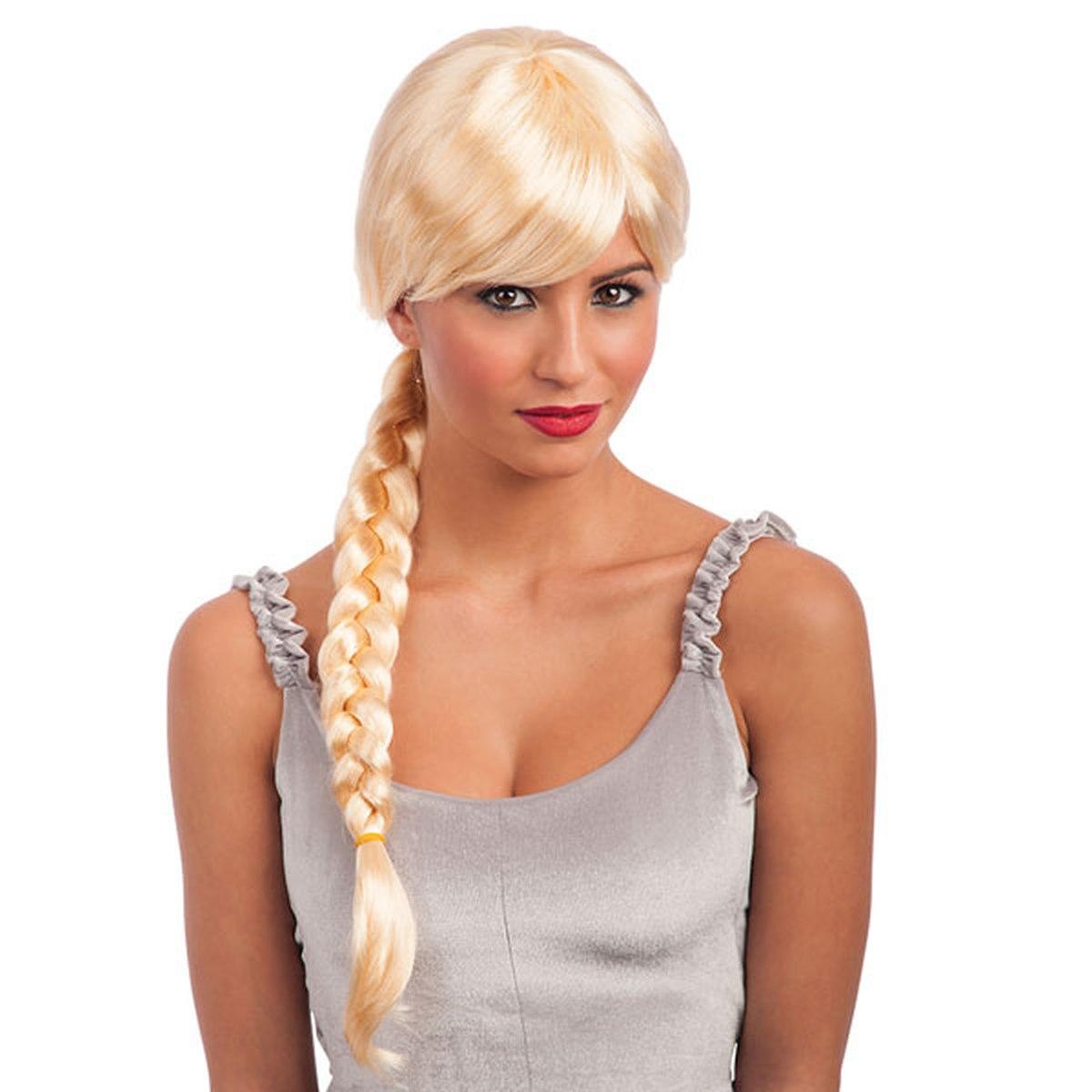 Parrucca Bionda Con Treccia E Frangia |Carnival Toys