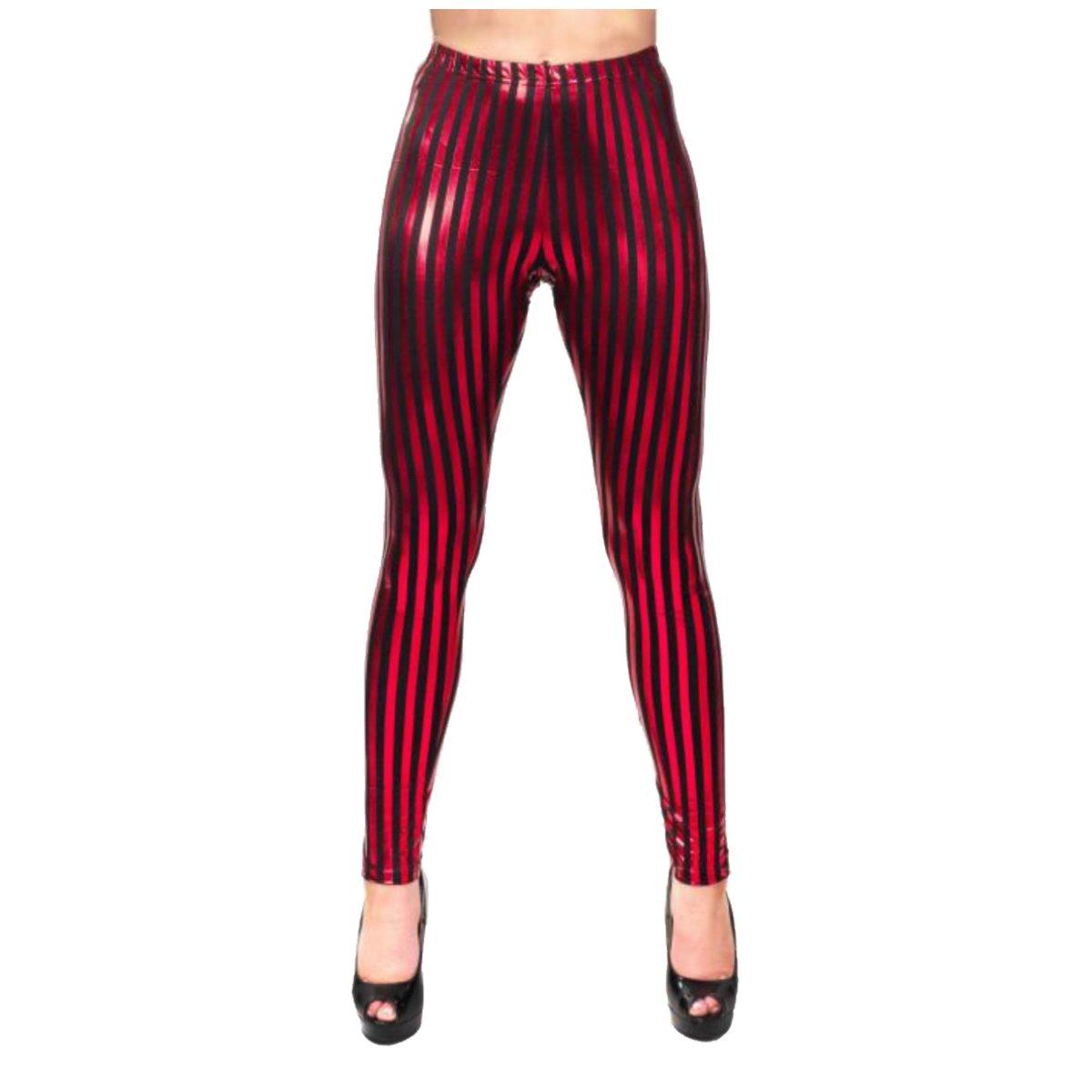 Leggins Righe Neri E Rossi Lucidi Elasticizzati |Orlob