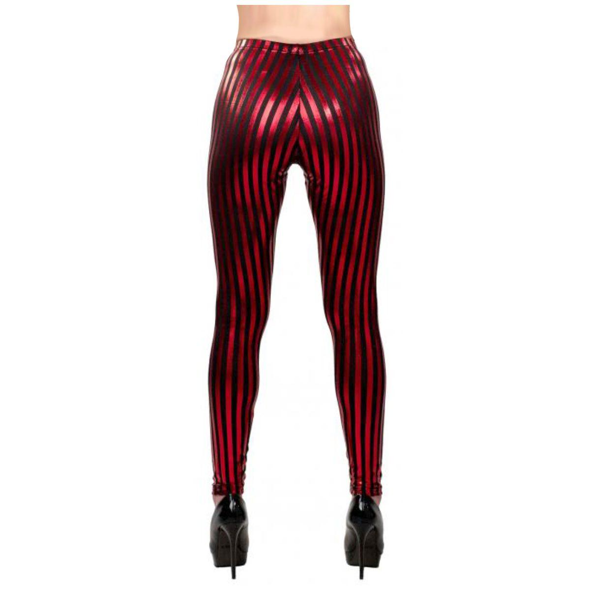 Leggins Righe Neri E Rossi Lucidi Elasticizzati |Orlob