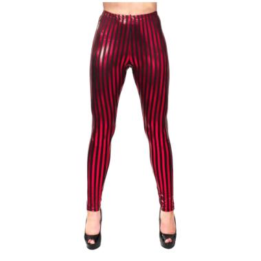 Leggins Righe Neri E Rossi Lucidi Elasticizzati |Orlob