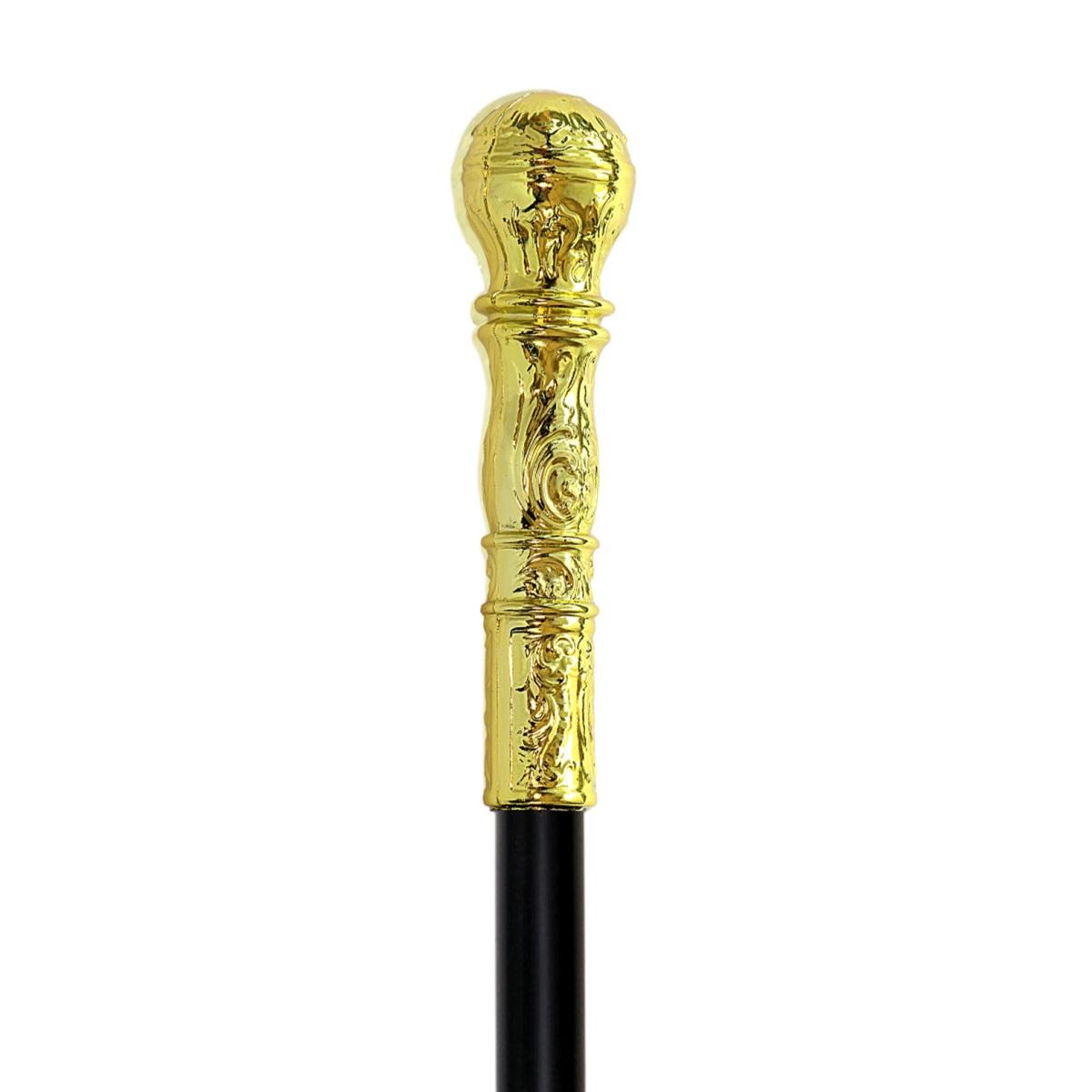 Bastone Pvc Nero Con Pomello Oro cm.107 |Widmann