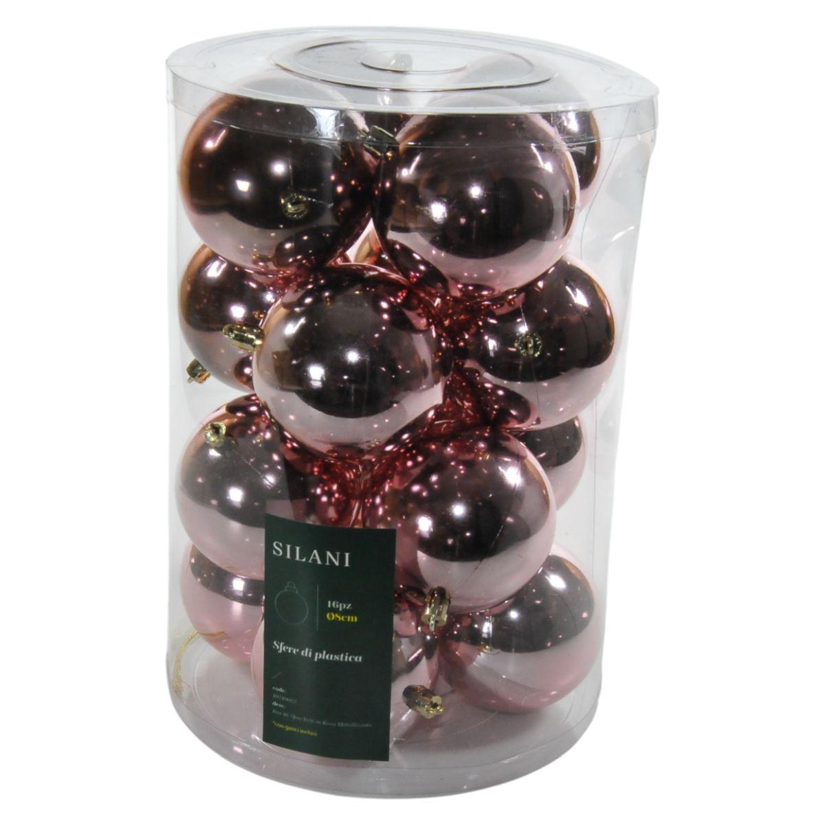 Pallina Natale cm.Ø8 Rosa Metallizzato Set pz.16 |Silani