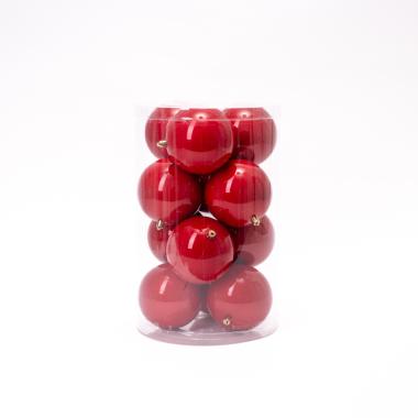 Pallina Natale cm.Ø8 Rosso Set pz.16 |Silani