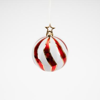 Pallina Natale Vetro cm.Ø10 Luxury Bianca Rossa |Silani