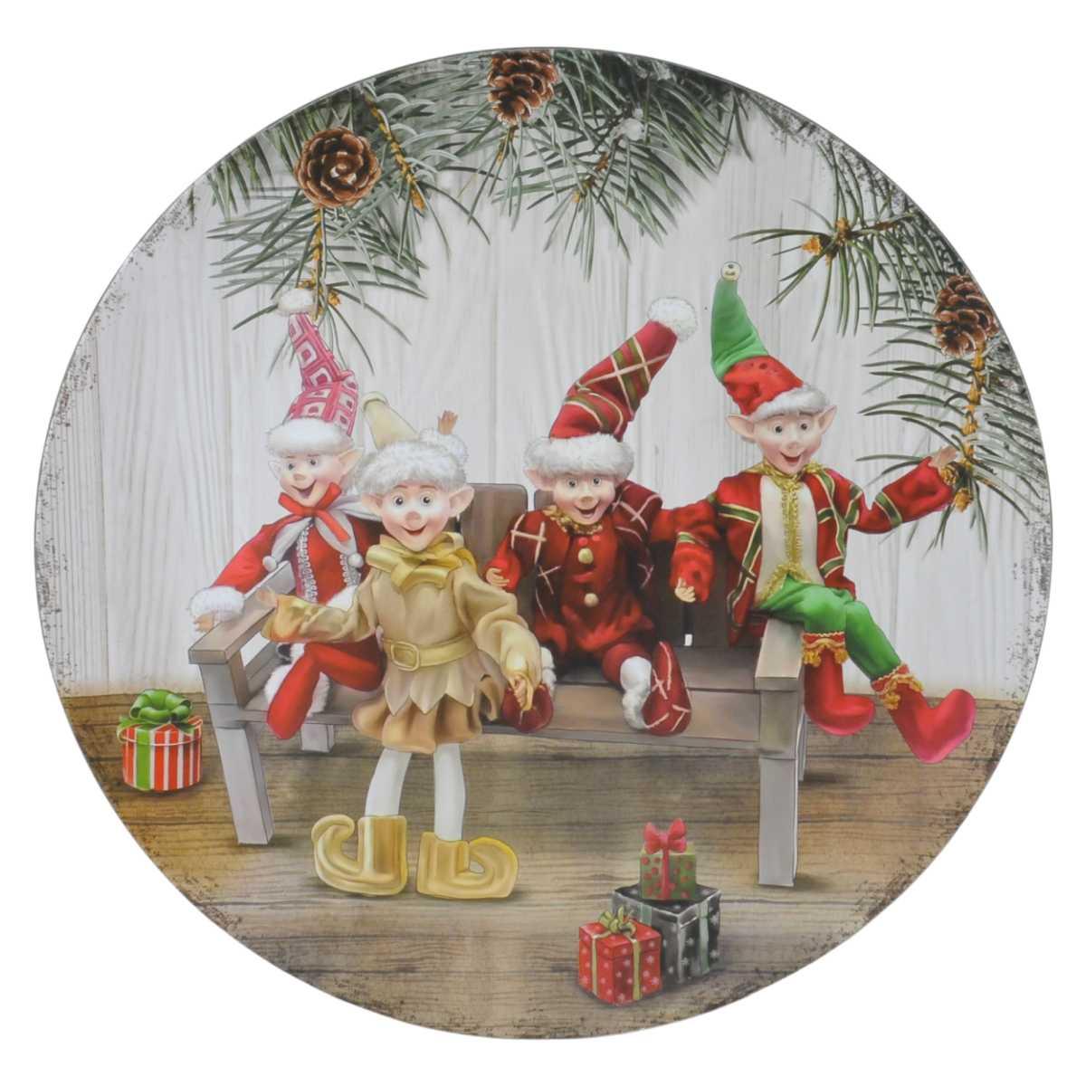 Piatto Tavola PVC Natale Elfi cm.Ø33 |Silani