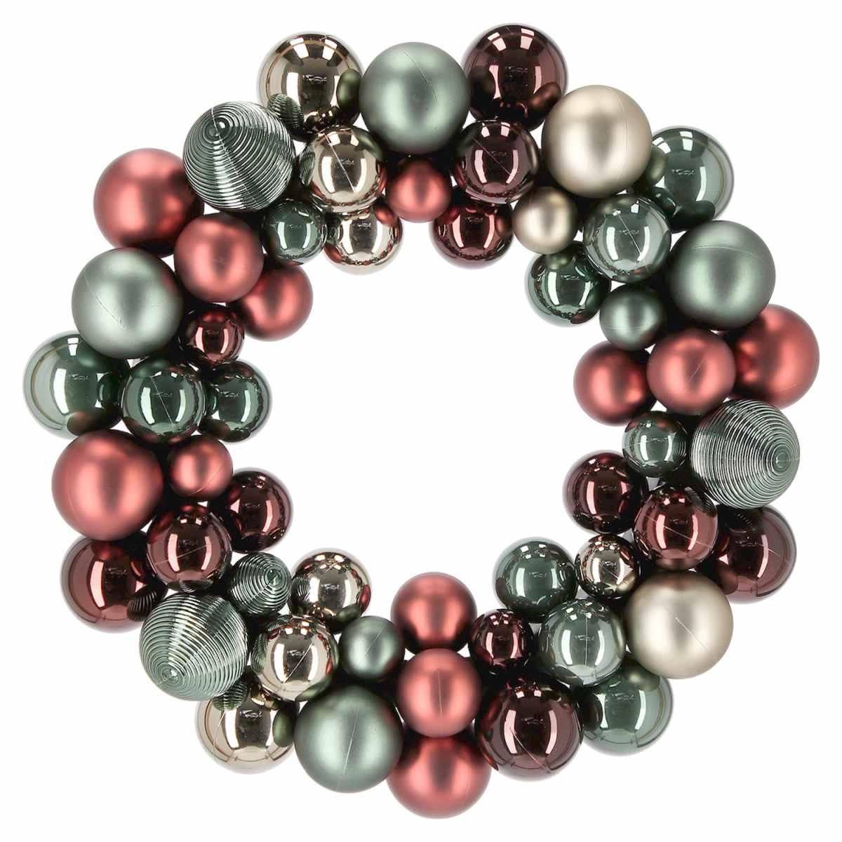 Ghirlanda cm.Ø34 Perle Mini Ball Rosso Verde |Bizzotto