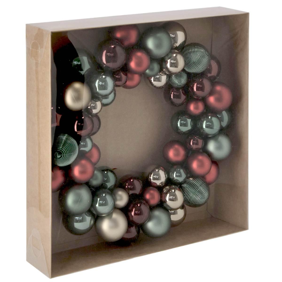 Ghirlanda cm.Ø34 Perle Mini Ball Rosso Verde |Bizzotto