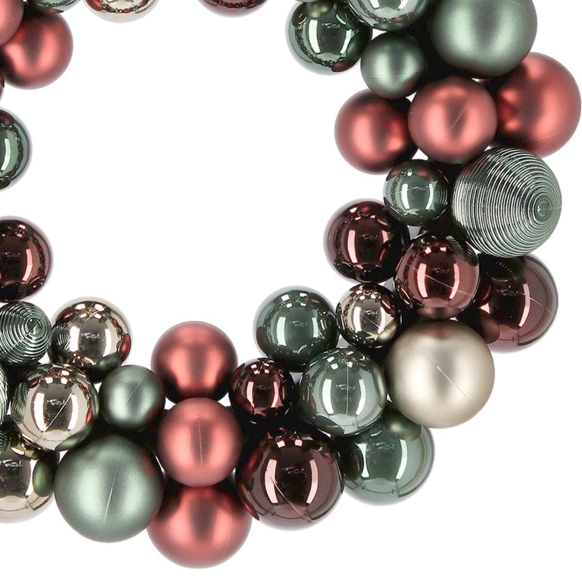 Ghirlanda cm.Ø34 Perle Mini Ball Rosso Verde |Bizzotto