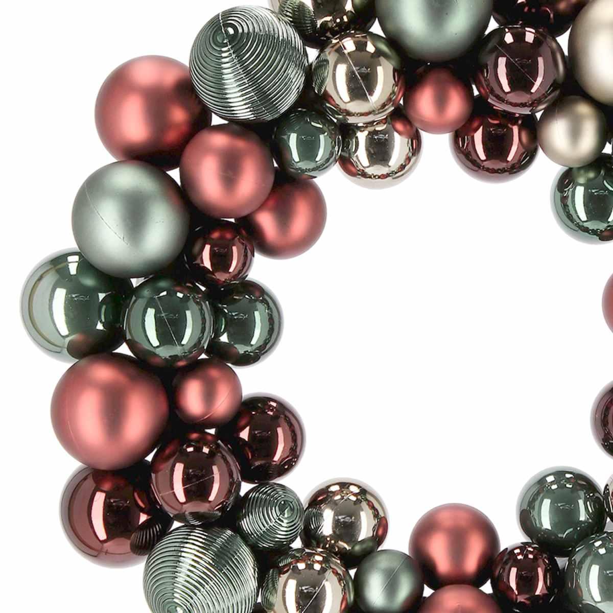 Ghirlanda cm.Ø34 Perle Mini Ball Rosso Verde |Bizzotto