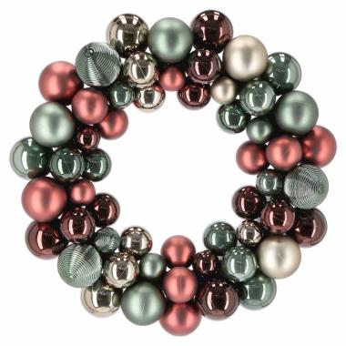 Ghirlanda cm.Ø34 Perle Mini Ball Rosso Verde |Bizzotto