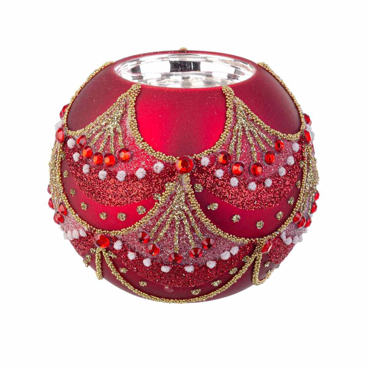 Portacandela Vetro Glitz Rosso cm.Ø8 | Bizzotto