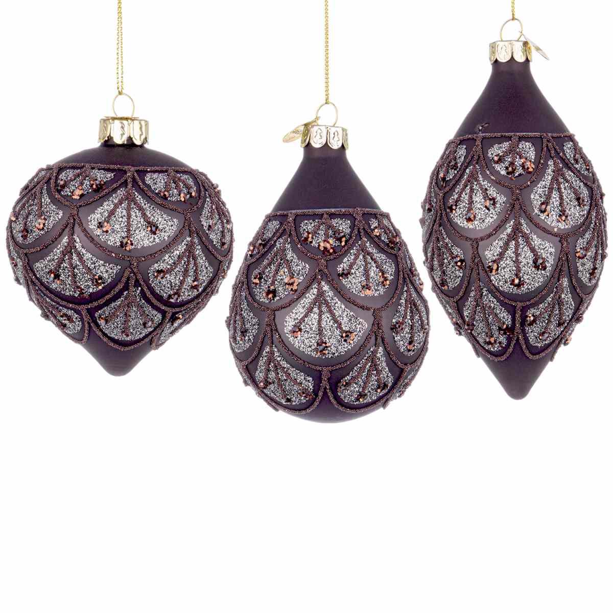 Pallina Natale Vetro cm.10 Goccia Nera Decori Bronzo |Bizzotto