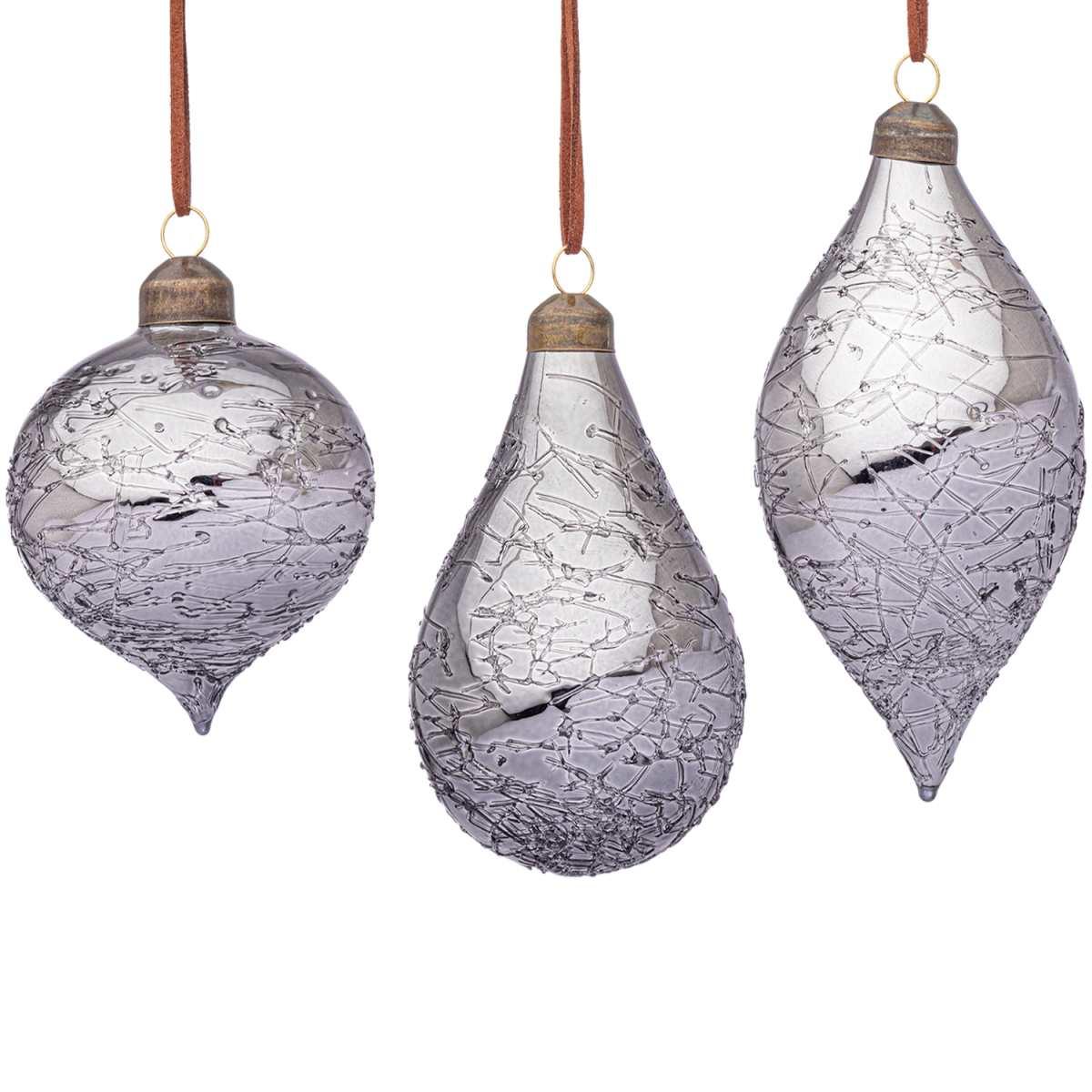 Pallina Natale Vetro cm.13 Goccia Argento Glaciale |Bizzotto