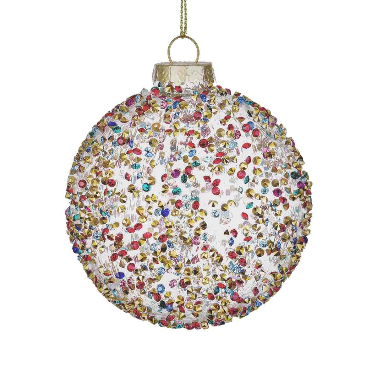 Pallina Natale Vetro cm.Ø8 Multicolor con Strass |Bizzotto