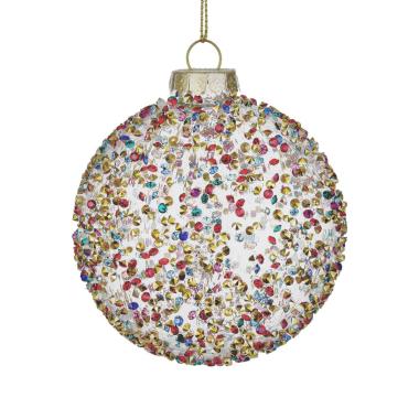 Pallina Natale Vetro cm.Ø8 Multicolor con Strass |Bizzotto
