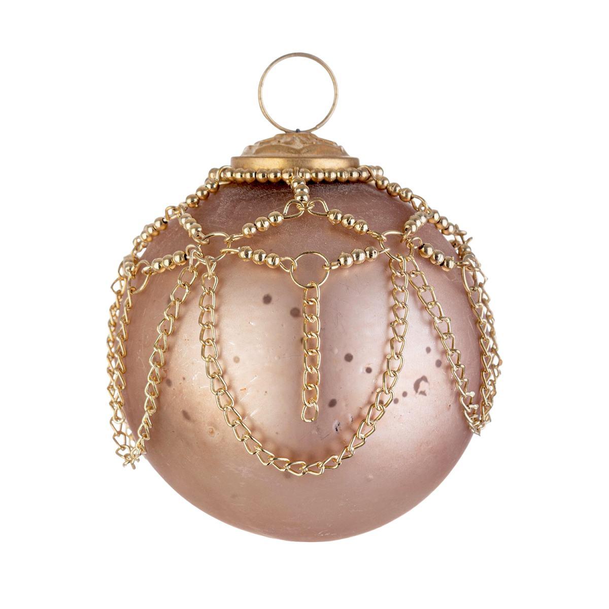 Pallina Natale Vetro cm.Ø8 Oro con Catene |Bizzotto