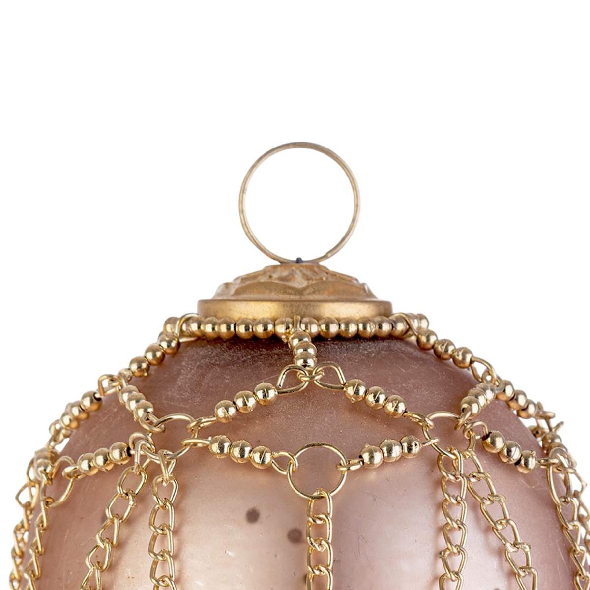 Pallina Natale Vetro cm.Ø8 Oro con Catene |Bizzotto
