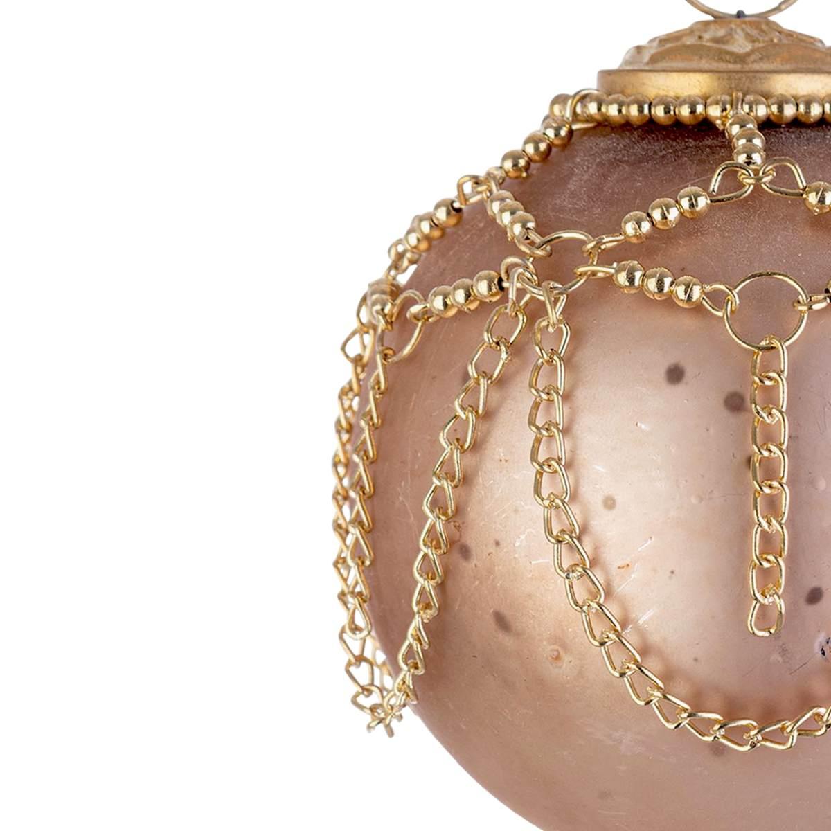 Pallina Natale Vetro cm.Ø8 Oro con Catene |Bizzotto