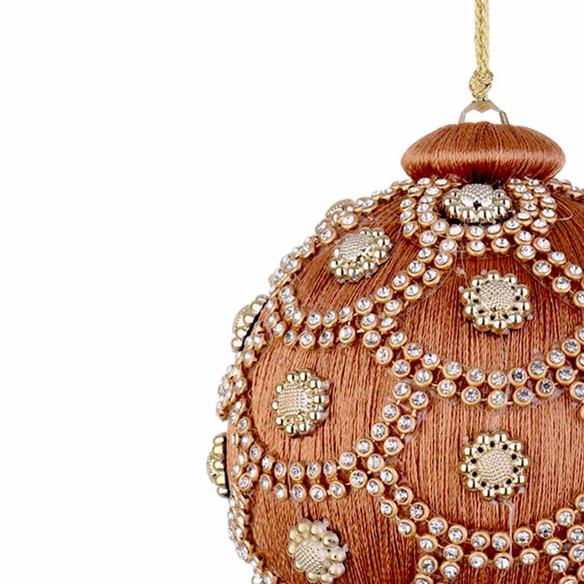Pallina Natale cm.Ø10 Tortora con Perline |Bizzotto
