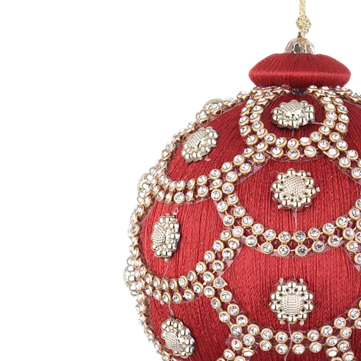 Pallina Natale cm.Ø10 Rossa con Perline |Bizzotto