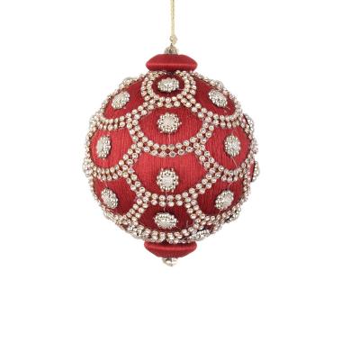 Pallina Natale cm.Ø10 Rossa con Perline |Bizzotto