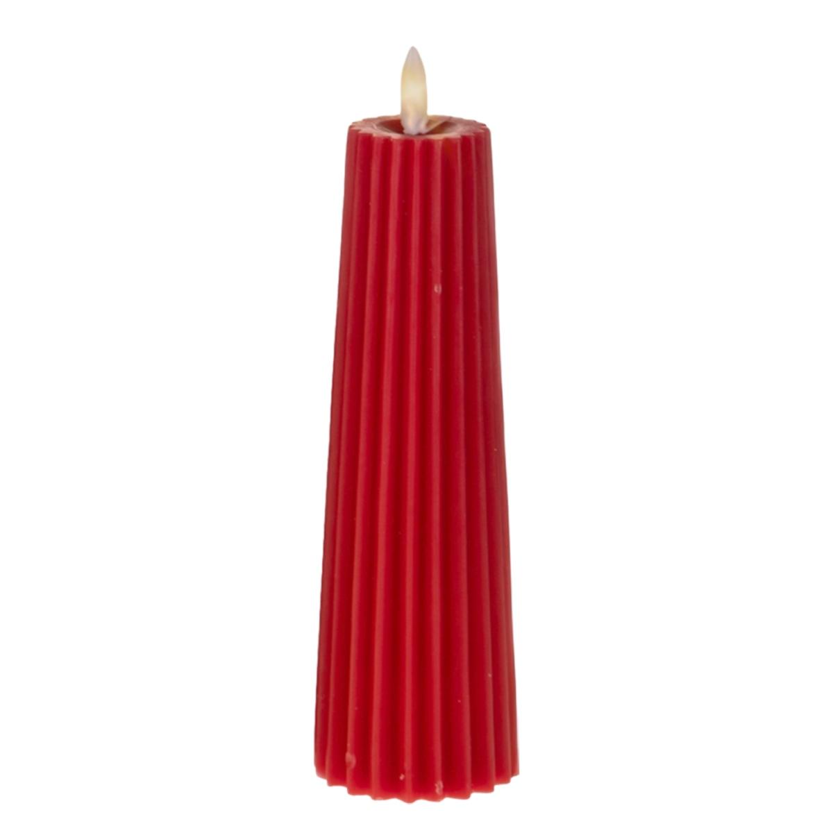 Candela cm.Ø6x21 Cilindro Rossa Rigata con Fiamma | Bianchi Dino