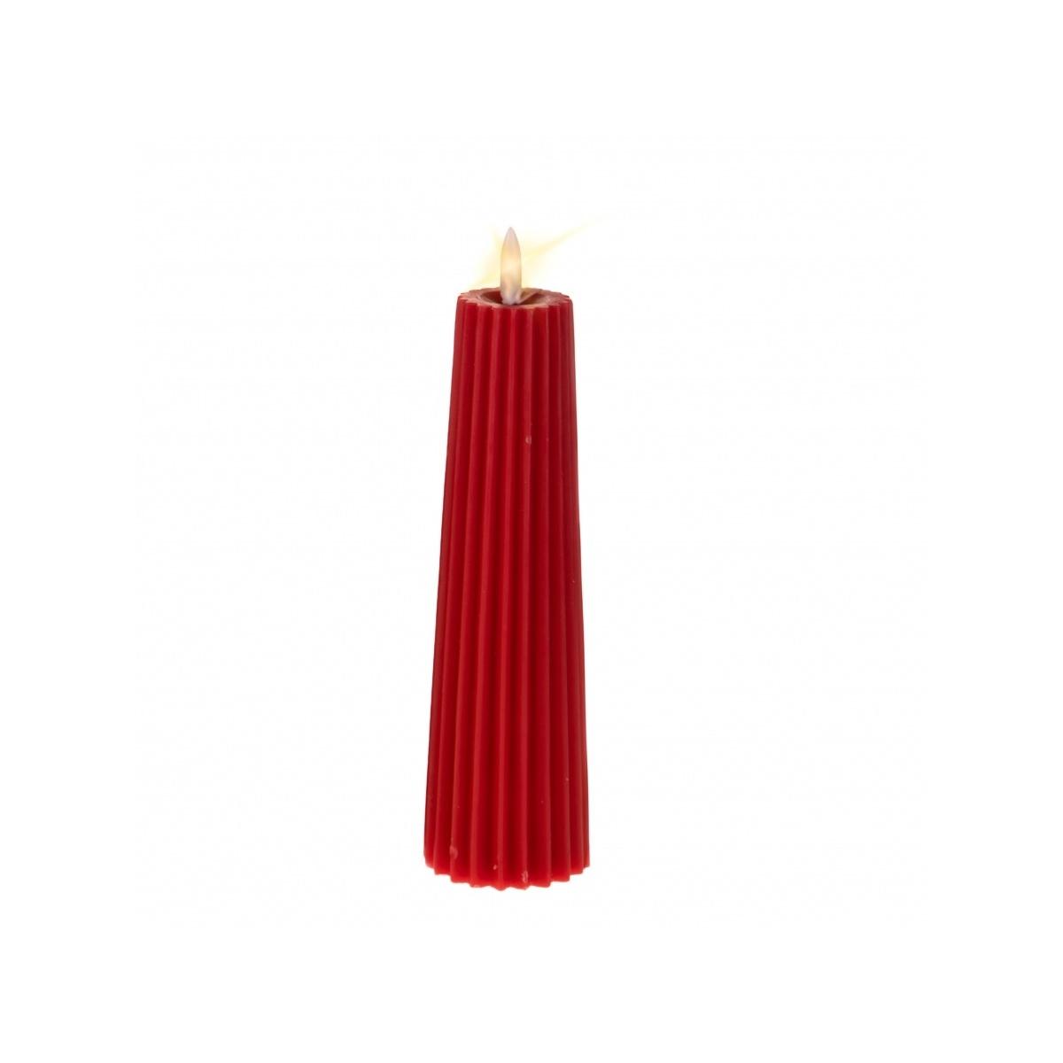 Candela cm.Ø6x26 Cilindro Rossa Rigata con Fiamma | Bianchi Dino