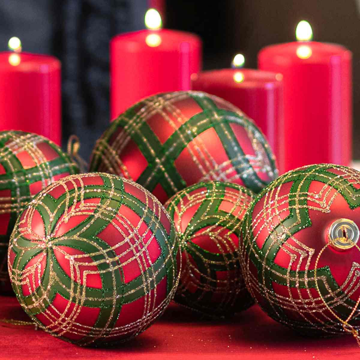 Pallina Natale Vetro cm.Ø10 Rossa Verde Scottisch |Bianchi Dino