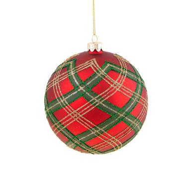 Pallina Natale Vetro cm.Ø10 Rossa Verde Scottisch |Bianchi Dino