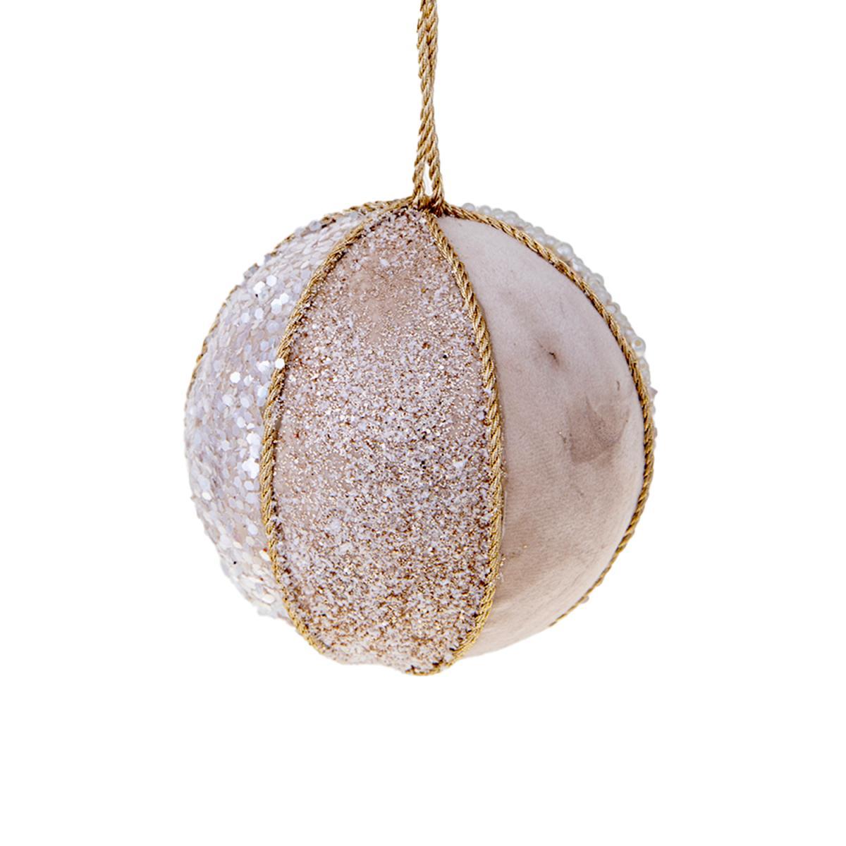 Pallina Natale cm.Ø12 in Tessuto Beige |Bianchi Dino