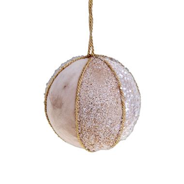 Pallina Natale cm.Ø10 in Tessuto Marrone Bronzo |Bianchi Dino