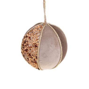 Pallina Natale cm.Ø10 in Tessuto Beige |Bianchi Dino