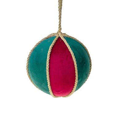 Pallina Natale cm.Ø12 in Tessuto Rosso Verde Oro |Bianchi Dino