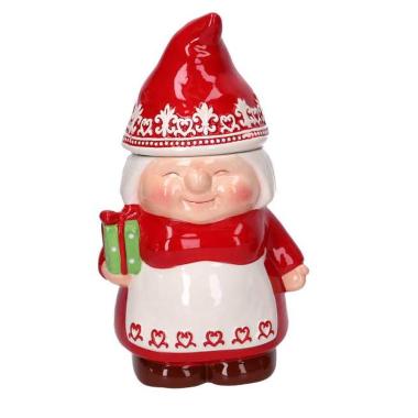 Barattolo Natale Ceramica con Gnoma cm.Ø16x27 |Vacchetti
