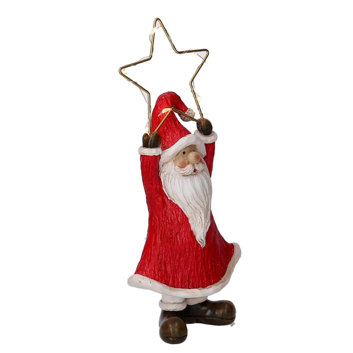 Babbo Natale Resina cm.21 Rosso con Stella LED |Vacchetti