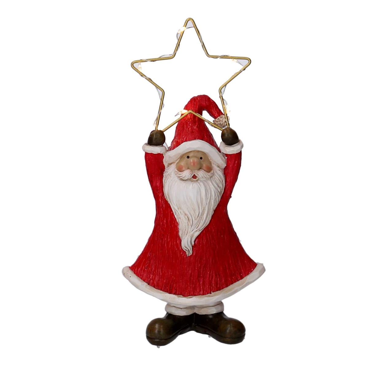 Babbo Natale Resina cm.21 Rosso con Stella LED |Vacchetti
