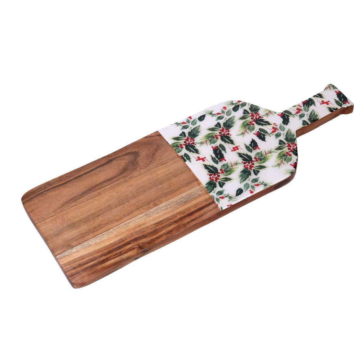 Tagliere Natalizio Legno Rettangolare Natale cm.43x15 |Vacchetti